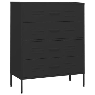 vidaXL Chest of Drawers Black 80x35x101.5 cm Steel