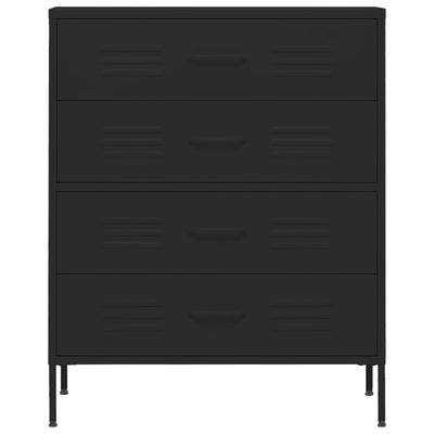vidaXL Chest of Drawers Black 80x35x101.5 cm Steel