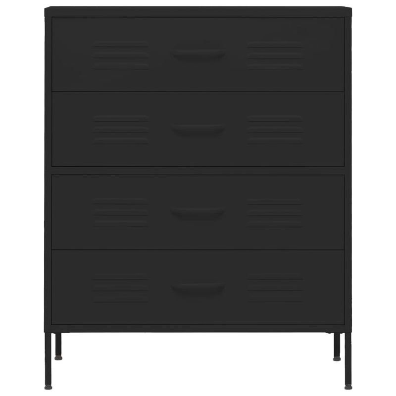 vidaXL Chest of Drawers Black 80x35x101.5 cm Steel