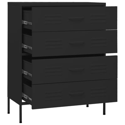vidaXL Chest of Drawers Black 80x35x101.5 cm Steel