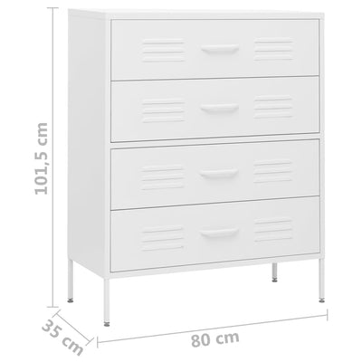 vidaXL Chest of Drawers Black 80x35x101.5 cm Steel