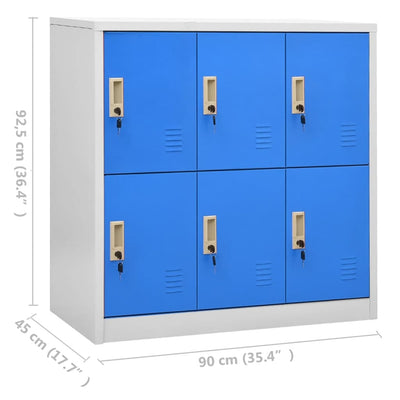 vidaXL Locker Cabinet Light Grey and Blue 90x45x92.5 cm Steel