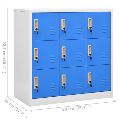 vidaXL Locker Cabinet Light Grey and Blue 90x45x92.5 cm Steel