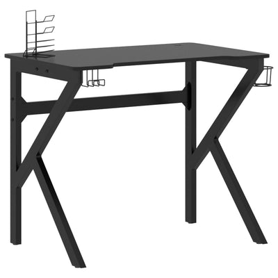vidaXL Gaming Desk with K Shape Legs Black 90x60x75 cm