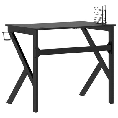 vidaXL Gaming Desk with K Shape Legs Black 90x60x75 cm