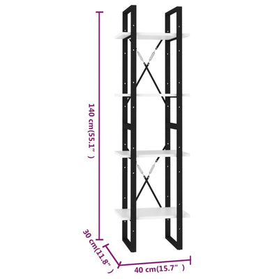 vidaXL 4-Tier Book Cabinet Sonoma Oak 40x30x140 cm Engineered Wood