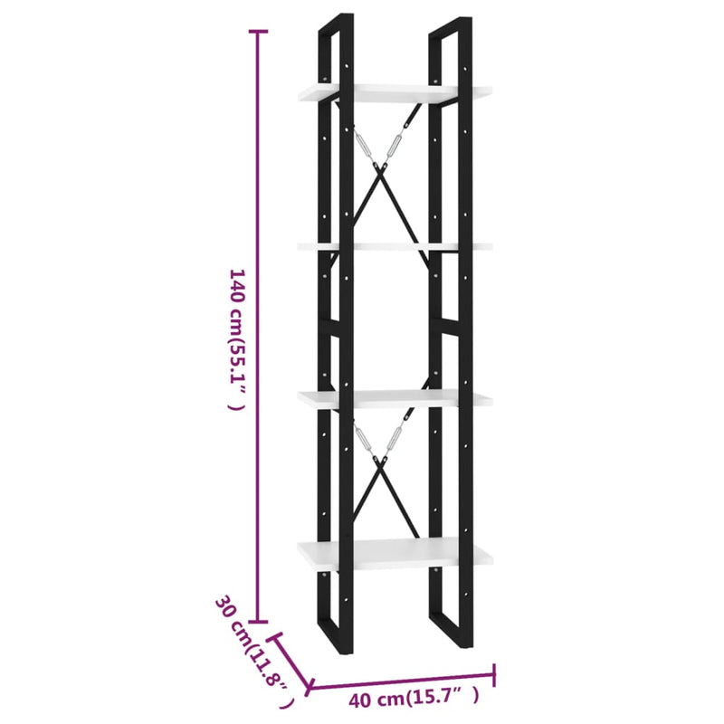 vidaXL 4-Tier Book Cabinet Sonoma Oak 40x30x140 cm Engineered Wood