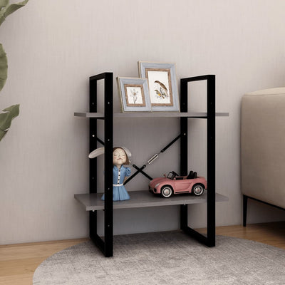 vidaXL 2-Tier Book Cabinet Black 60x30x70 cm Solid Pine Wood