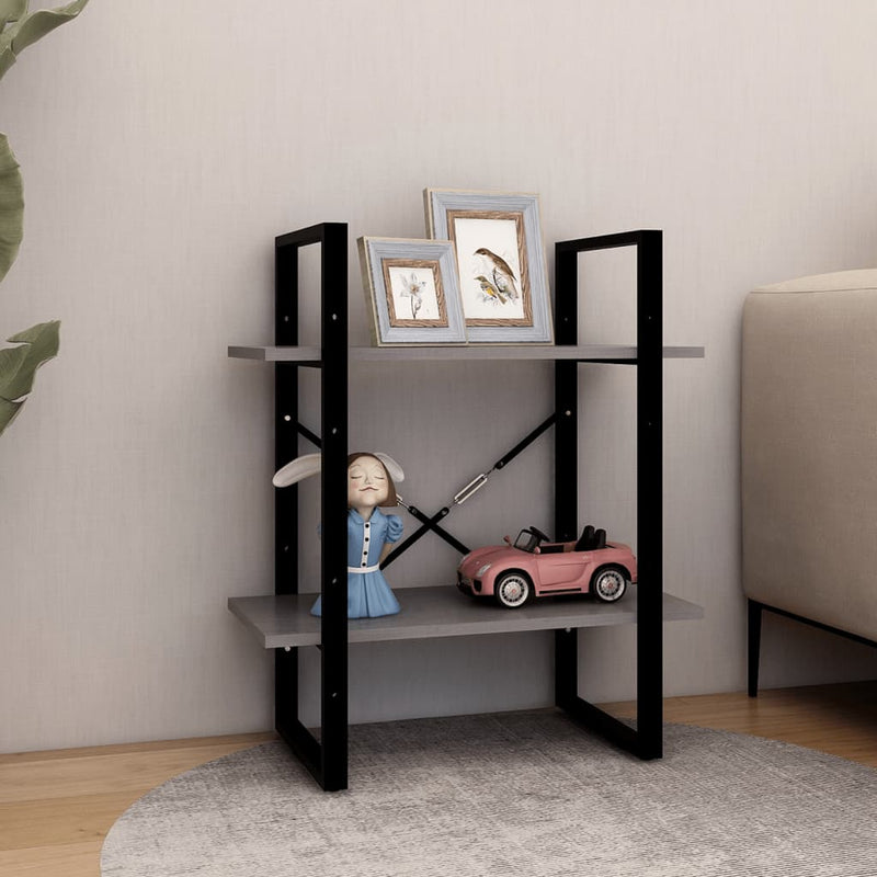 vidaXL 2-Tier Book Cabinet Black 60x30x70 cm Solid Pine Wood