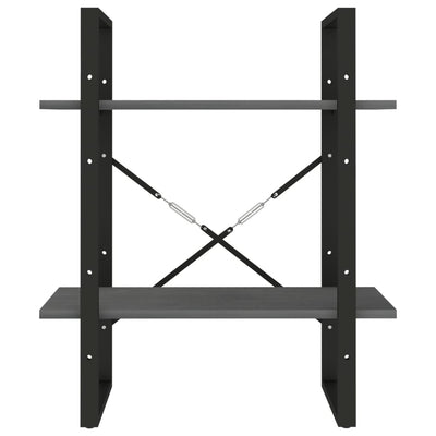 vidaXL 2-Tier Book Cabinet Black 60x30x70 cm Solid Pine Wood