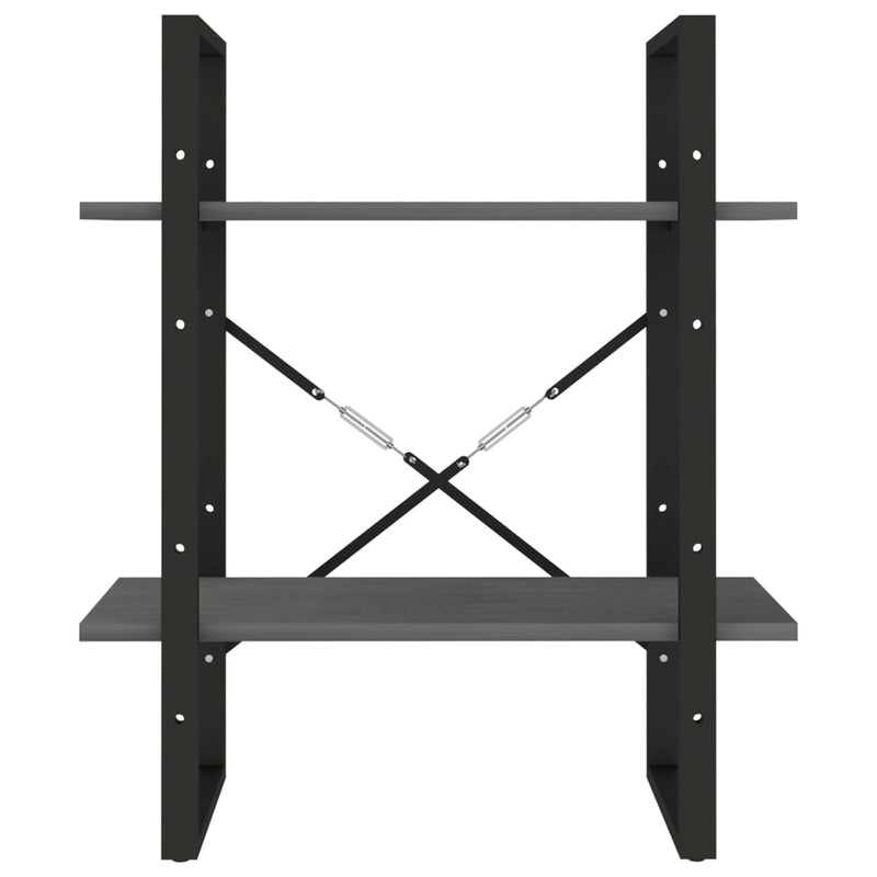 vidaXL 2-Tier Book Cabinet Black 60x30x70 cm Solid Pine Wood