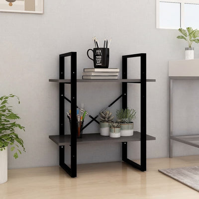 vidaXL 2-Tier Book Cabinet Black 60x30x70 cm Solid Pine Wood