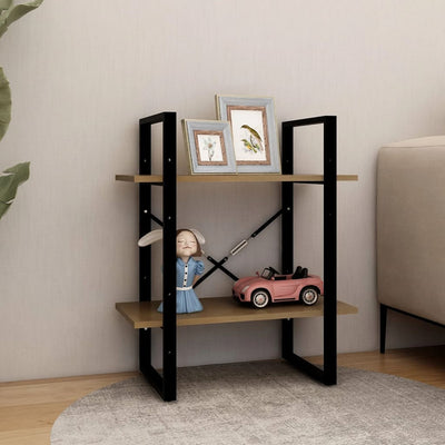 vidaXL 2-Tier Book Cabinet Black 60x30x70 cm Solid Pine Wood