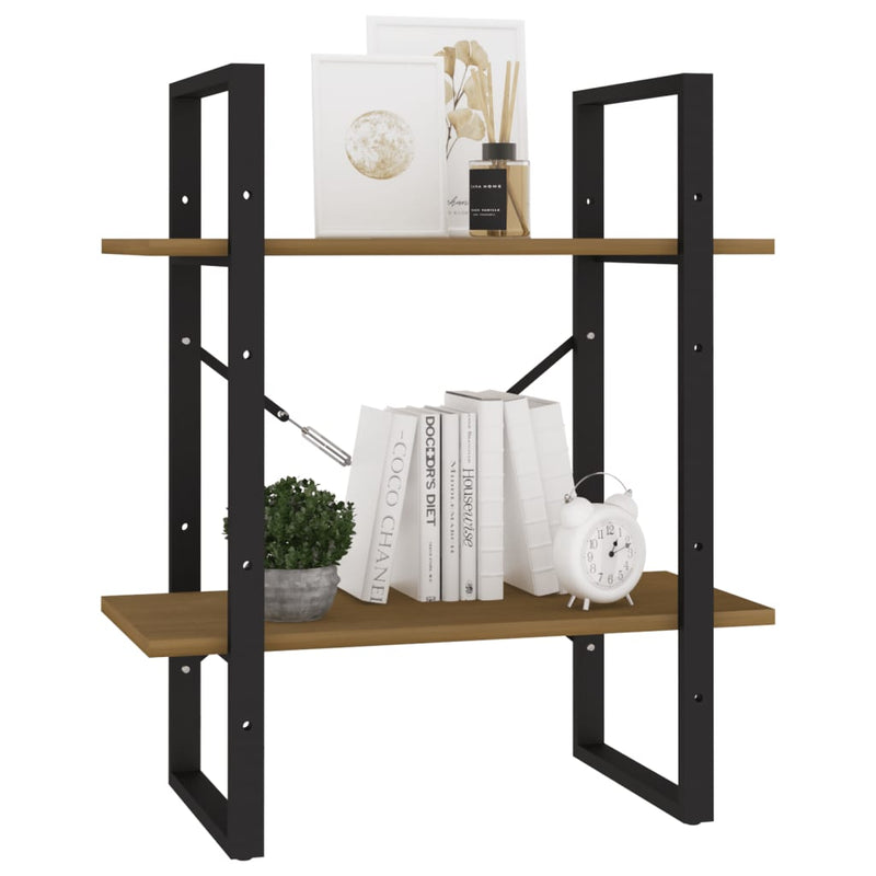 vidaXL 2-Tier Book Cabinet Black 60x30x70 cm Solid Pine Wood