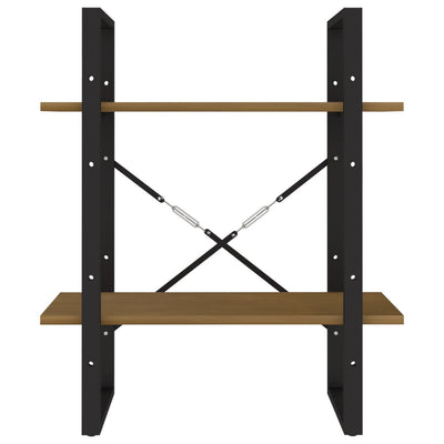 vidaXL 2-Tier Book Cabinet Black 60x30x70 cm Solid Pine Wood