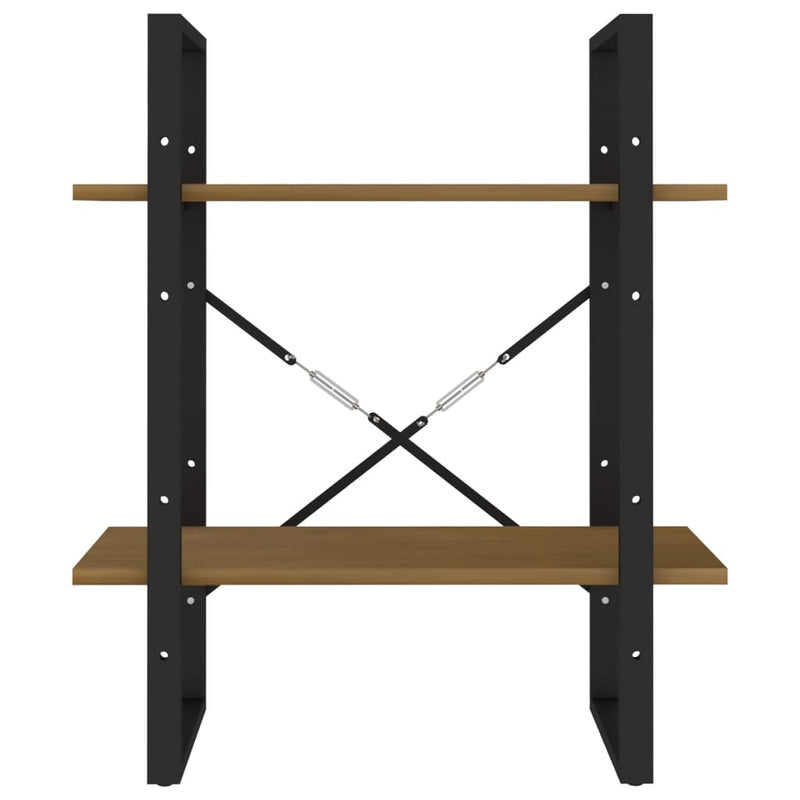 vidaXL 2-Tier Book Cabinet Black 60x30x70 cm Solid Pine Wood