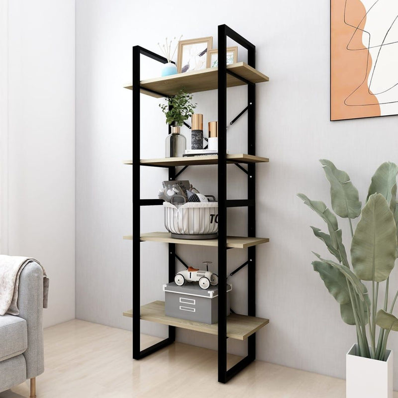 vidaXL 4-Tier Book Cabinet Sonoma Oak 60x30x140 cm Engineered Wood
