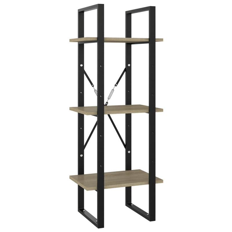 vidaXL 3-Tier Book Cabinet Black 40x30x105 cm Engineered Wood