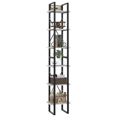 vidaXL 6-Tier Book Cabinet Black 40x30x210 cm Engineered Wood