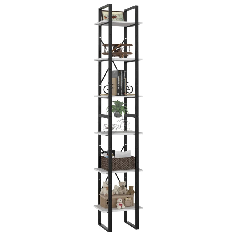 vidaXL 6-Tier Book Cabinet Black 40x30x210 cm Engineered Wood