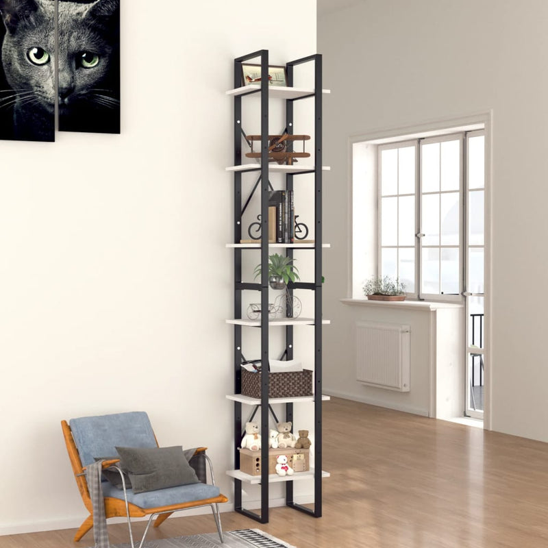 vidaXL 6-Tier Book Cabinet Black 40x30x210 cm Engineered Wood