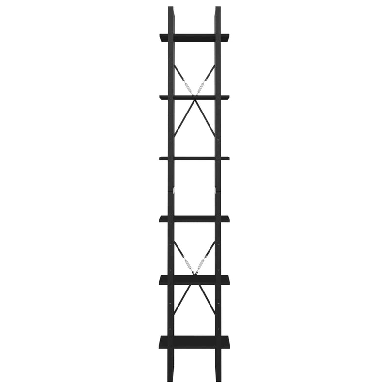 vidaXL 6-Tier Book Cabinet Black 40x30x210 cm Engineered Wood