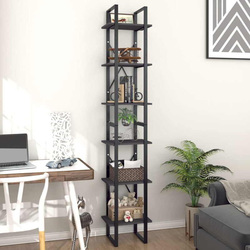 vidaXL 6-Tier Book Cabinet Black 40x30x210 cm Engineered Wood
