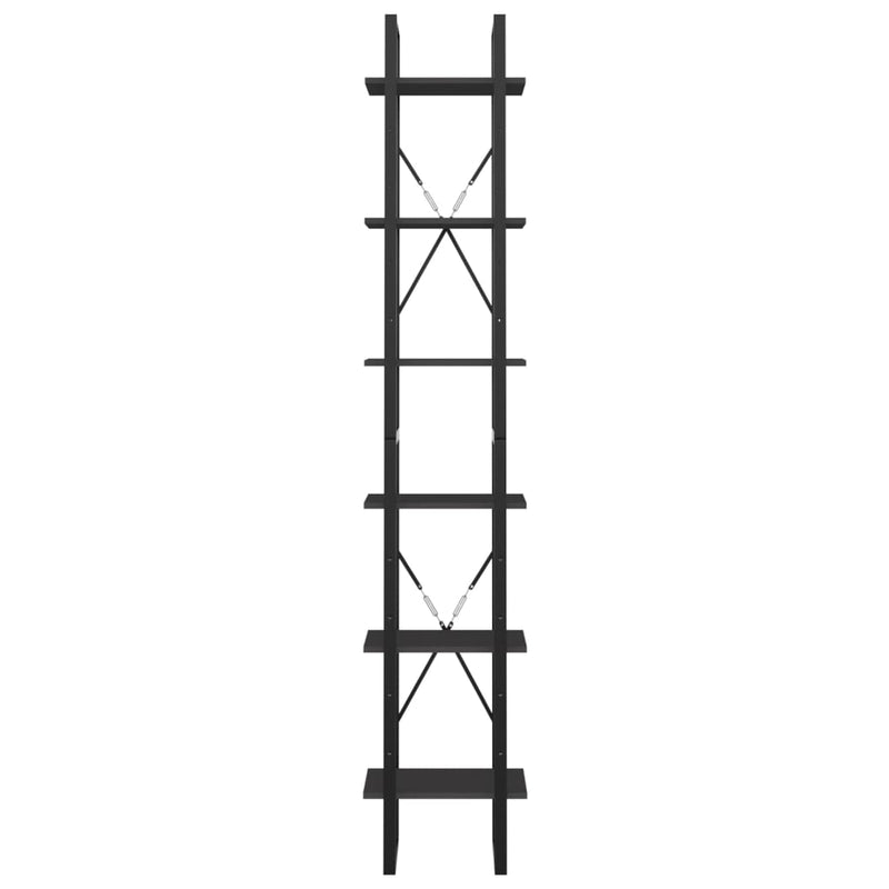 vidaXL 6-Tier Book Cabinet Black 40x30x210 cm Engineered Wood