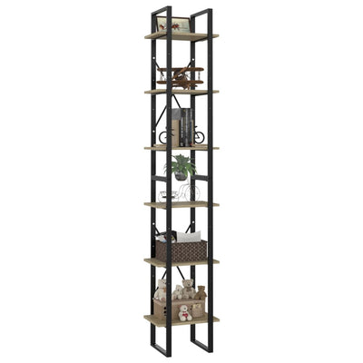 vidaXL 6-Tier Book Cabinet Black 40x30x210 cm Engineered Wood
