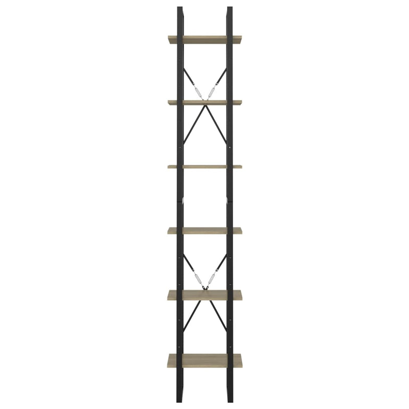 vidaXL 6-Tier Book Cabinet Black 40x30x210 cm Engineered Wood