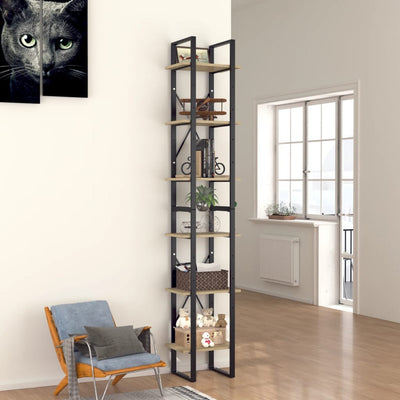 vidaXL 6-Tier Book Cabinet Black 40x30x210 cm Engineered Wood