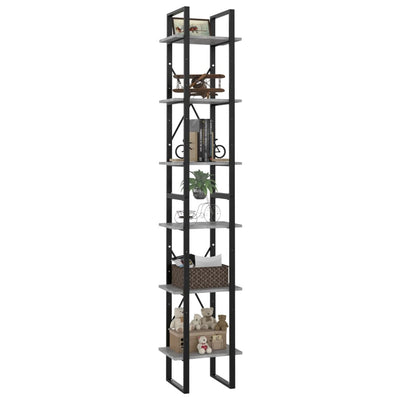 vidaXL 6-Tier Book Cabinet Black 40x30x210 cm Engineered Wood