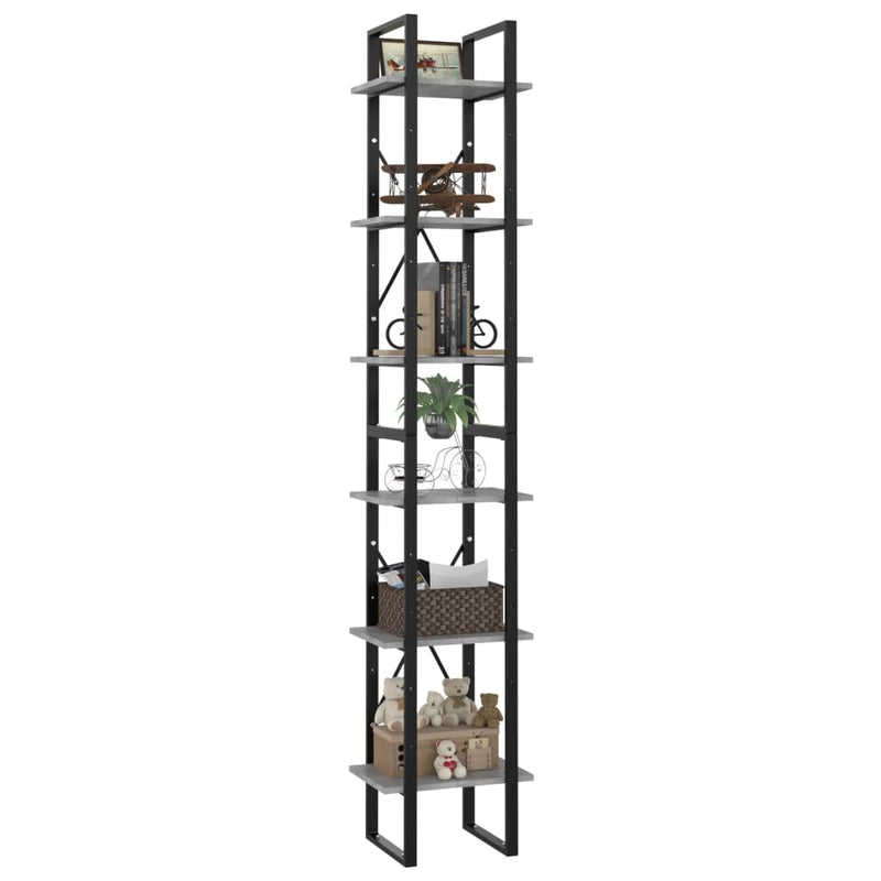 vidaXL 6-Tier Book Cabinet Black 40x30x210 cm Engineered Wood