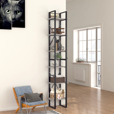 vidaXL 6-Tier Book Cabinet Black 40x30x210 cm Engineered Wood