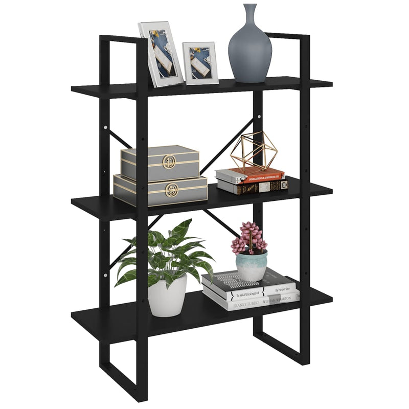 vidaXL Book Cabinet Black 80x30x105 cm Engineered Wood