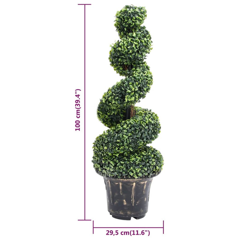 vidaXL Artificial Boxwood Spiral Plant with Pot Green 100 cm