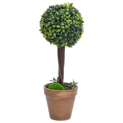 vidaXL Artificial Boxwood Plants 2 pcs with Pots Ball Shaped Green 41 cm