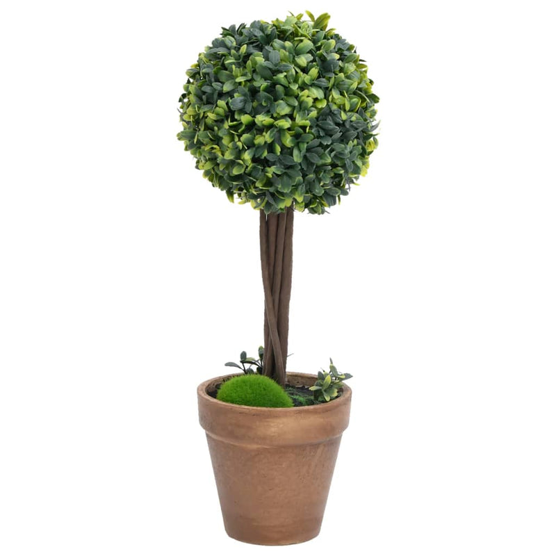 vidaXL Artificial Boxwood Plants 2 pcs with Pots Ball Shaped Green 41 cm