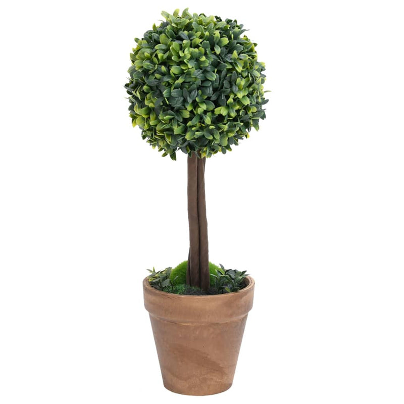 vidaXL Artificial Boxwood Plants 2 pcs with Pots Ball Shaped Green 41 cm