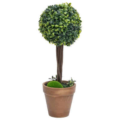 vidaXL Artificial Boxwood Plants 2 pcs with Pots Ball Shaped Green 41 cm