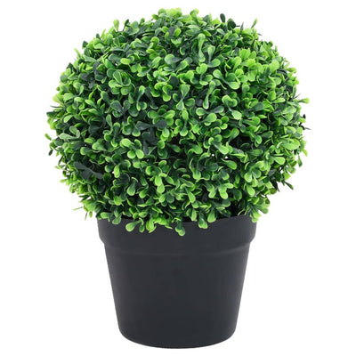 vidaXL Artificial Boxwood Plants 2 pcs with Pots Ball Shaped Green 27 cm