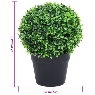 vidaXL Artificial Boxwood Plants 2 pcs with Pots Ball Shaped Green 27 cm