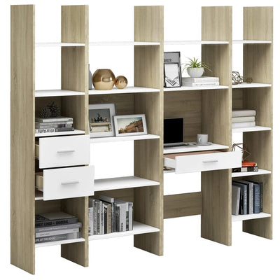 vidaXL 4 Piece Book Cabinet Set Sonoma Oak Engineered Wood