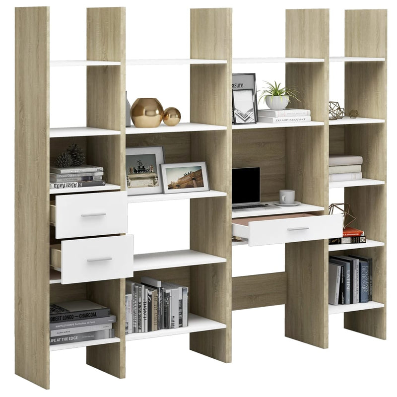 vidaXL 4 Piece Book Cabinet Set Sonoma Oak Engineered Wood