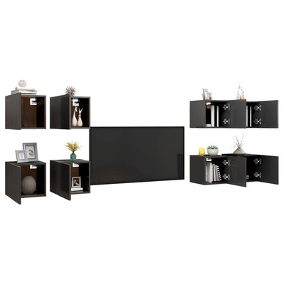vidaXL Wall Mounted TV Cabinets 8 pcs Sonoma Oak 30.5x30x30 cm