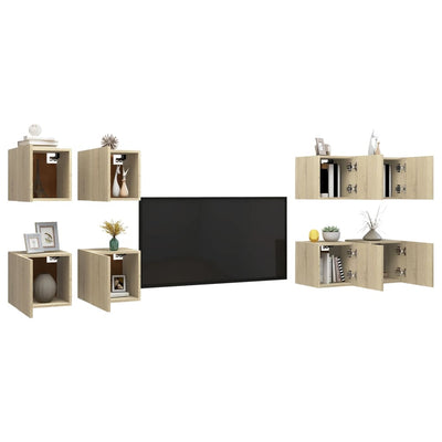 vidaXL Wall Mounted TV Cabinets 8 pcs Sonoma Oak 30.5x30x30 cm