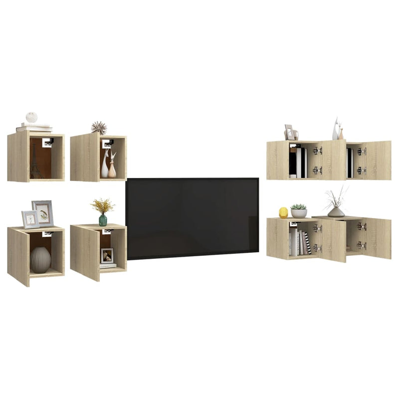 vidaXL Wall Mounted TV Cabinets 8 pcs Sonoma Oak 30.5x30x30 cm