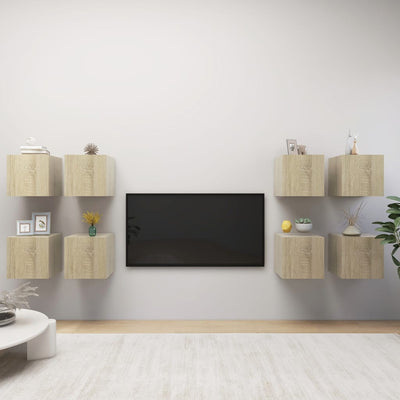 vidaXL Wall Mounted TV Cabinets 8 pcs Sonoma Oak 30.5x30x30 cm