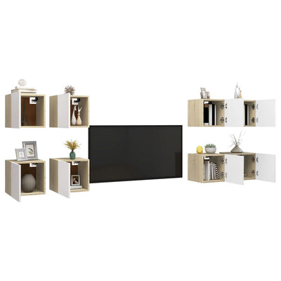 vidaXL Wall Mounted TV Cabinets 8 pcs Sonoma Oak 30.5x30x30 cm