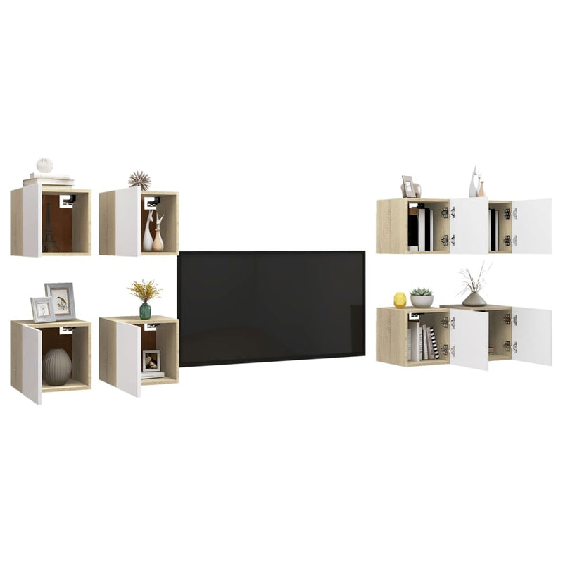vidaXL Wall Mounted TV Cabinets 8 pcs Sonoma Oak 30.5x30x30 cm